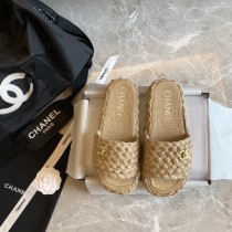 Chanel 2022 spring and summer new products hemp rope woven honey slippers with original box