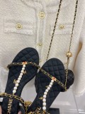 Chanel 2022 Spring/Summer New Pendant Pearl Chain Sandals with Original Box