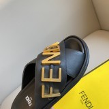 Fendi new Fe wide fork shoes letter buckle flat sandals with original box