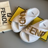 Fendi new Fe wide fork shoes letter buckle flat sandals with original box