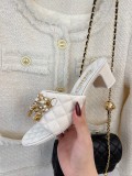 Chanel 2022 spring and summer new products pendant pearl chain slippers with original box