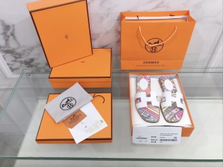 Hermes early spring new imported leather classic slippers with original box