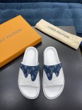 Louis Vuitton Men's Luxury Brand Calfskin Embossed Slippers With Original Box