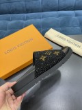 Louis Vuitton Men's Luxury Brand Calfskin Embossed Slippers With Original Box