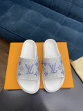 Louis Vuitton Men's Luxury Brand Calfskin Embossed Slippers With Original Box