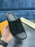 Louis Vuitton Men's Luxury Brand Calfskin Embossed Slippers With Original Box