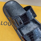 Louis Vuitton 2022 Men's Summer Presbyopia Flip-flops Cross One-word Sandals With Original Box