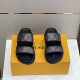 Louis Vuitton 2022 Men's Summer Presbyopia Flip-flops Cross One-word Sandals With Original Box