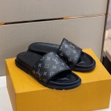 Louis Vuitton 2022 Men's Summer Presbyopia Flip-flops Cross One-word Sandals With Original Box