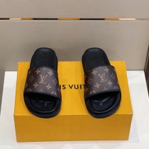 Louis Vuitton 2022 Men's Summer Presbyopia Flip-flops Cross One-word Sandals With Original Box