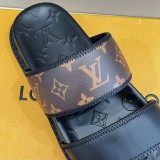 Louis Vuitton 2022 Men's Summer Presbyopia Flip-flops Cross One-word Sandals With Original Box