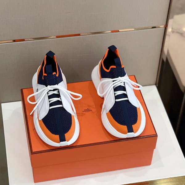 Hermes Men's Latest Knit Calfskin Sneakers With Original Box