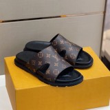 Louis Vuitton 2022 Men's Summer Presbyopia Flip-flops Cross One-word Sandals With Original Box