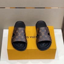 Louis Vuitton 2022 Men's Summer Presbyopia Flip-flops Cross One-word Sandals With Original Box