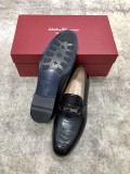 Ferragamo men's boutique imported cowhide embossed leather shoes with original box