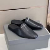 Balenciaga Men's Black Smooth Leather Mules With Original Box