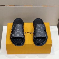 Louis Vuitton 2022 Men's Summer Presbyopia Flip-flops Cross One-word Sandals With Original Box