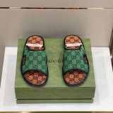 Gucci Men's Leather Classic Double G Slippers With Original Box