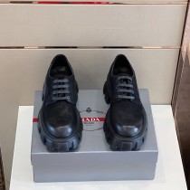 Prada Men's Platform Leather Lace-Up Loafers With Original Box