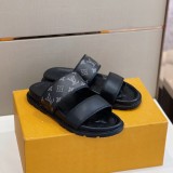 Louis Vuitton 2022 Men's Summer Presbyopia Flip-flops Cross One-word Sandals With Original Box