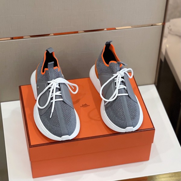 Hermes Men's Latest Knit Calfskin Sneakers With Original Box