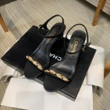 Chanel 2022ss new spring and summer chain one word with thick heel sandals with original box