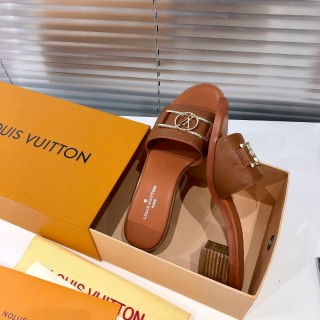 Louis Vuitton 22 early spring new mid-heel series letter buckle sandals and slippers with original box