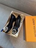 Louis Vuitton Women's Shoes Classic Stiletto Calfskin Silver Metal Toe In Original Box