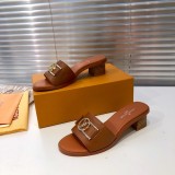 Louis Vuitton 22 early spring new mid-heel series letter buckle sandals and slippers with original box