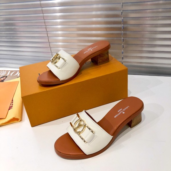 Louis Vuitton 22 early spring new mid-heel series letter buckle sandals and slippers with original box