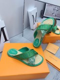 Louis Vuitton Spring/Summer 2022 Latest Explosive Denim Electric Embroidery Color Series Slippers With Original Box