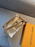 Louis Vuitton Women's Shoes Classic Stiletto Calfskin Silver Metal Toe In Original Box