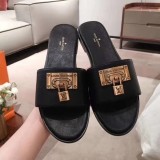 Louis Vuitton women's 22s early spring new lock slippers with original box