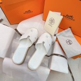 Hermes 2022 Spring/Summer new Juxian H-type cowhide wood bran bottom thick-bottomed sponge cake high-heeled slippers with original box