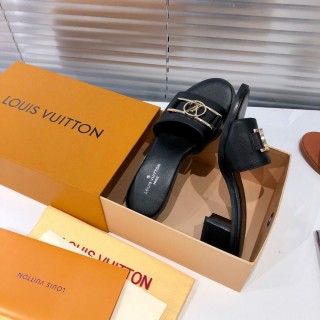 Louis Vuitton 22 early spring new mid-heel series letter buckle sandals and slippers with original box