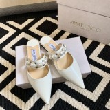 Jimmy Choo 2022 latest fashion all-match JC pearl pointed slippers with original box