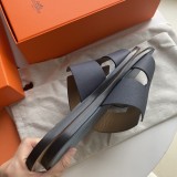 Hermes Men's Classic Leather Midsole Slippers With Original Box