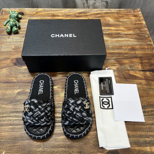 Chanel 2022ss summer new knitted holiday lazy slippers series with original box