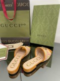 Gucci 2022 summer new double G hardware three-dimensional embroidery open toe sandals slippers with original box