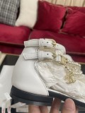 Chanel Summer White Pearl Buckle Sandals in Original Box