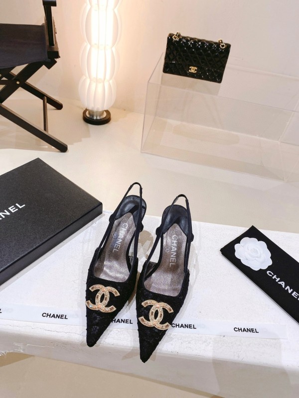 Chanel Antique Diamond Pointed Toe Lace-Up High Heel Sandals Singles with original box