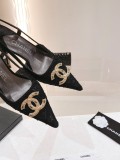 Chanel Antique Diamond Pointed Toe Lace-Up High Heel Sandals Singles with original box