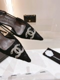 Chanel Antique Diamond Pointed Toe Lace-Up High Heel Sandals Singles with original box