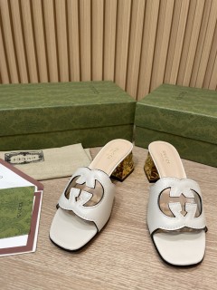 Gucci 2022 Summer New Double G Hollow Square Toe Classic Series Open Toe Slides With Original Box