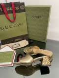 Gucci 2022 Summer New Double G Hollow Square Toe Classic Series Open Toe Slides With Original Box