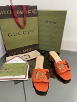 Gucci 2022 Summer New Double G Hollow Square Toe Classic Series Open Toe Slides With Original Box