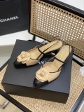 Chanel new small square toe leather outsole small high heels with original box