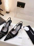 Chanel Antique Double C Pendant Diamond Pointed Back High Heels Sandals With Original Box