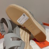 Hermes spring and summer new water table high-purity handmade straw sandals with original box