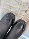 Chanel autumn and winter new round toe color-blocking platform slip-on ankle boots with original box